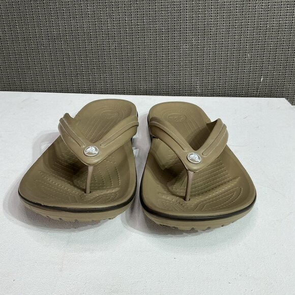 Crocs Classic Crocband Flip Thong Sandals M 10 W 12 Brow Flats Beach Summer - Picture 3 of 9
